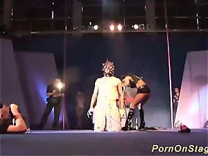 extraordinary fetish showcase on public display stage