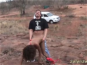 skinny african cougar outdoor porked
